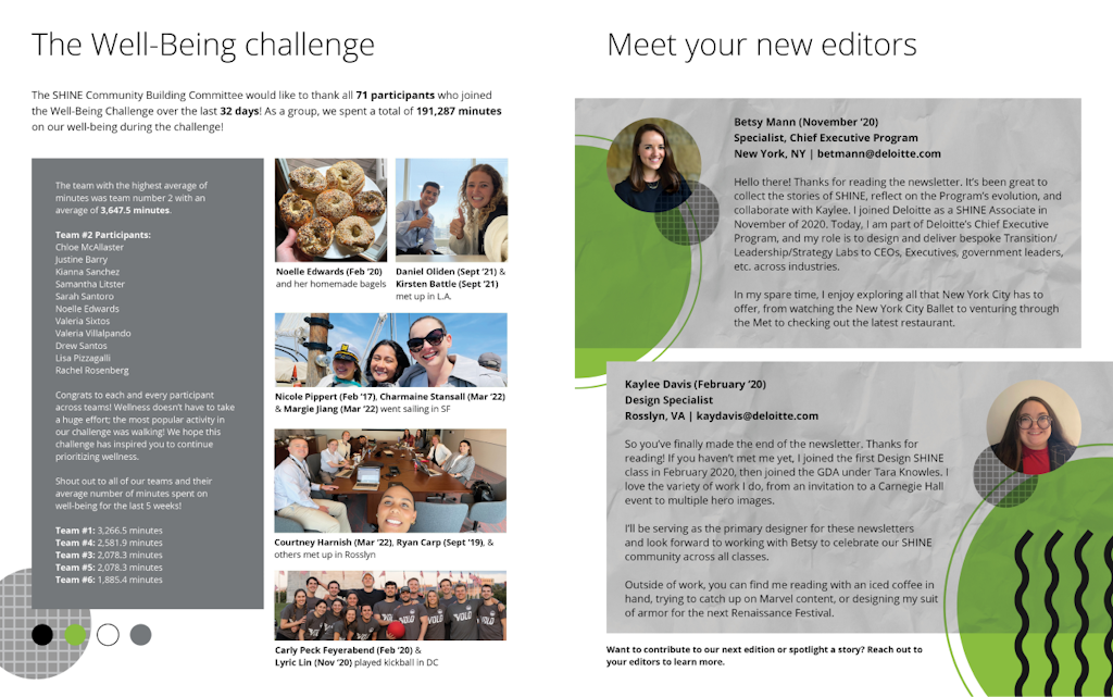 SHINE newsletter spread 4